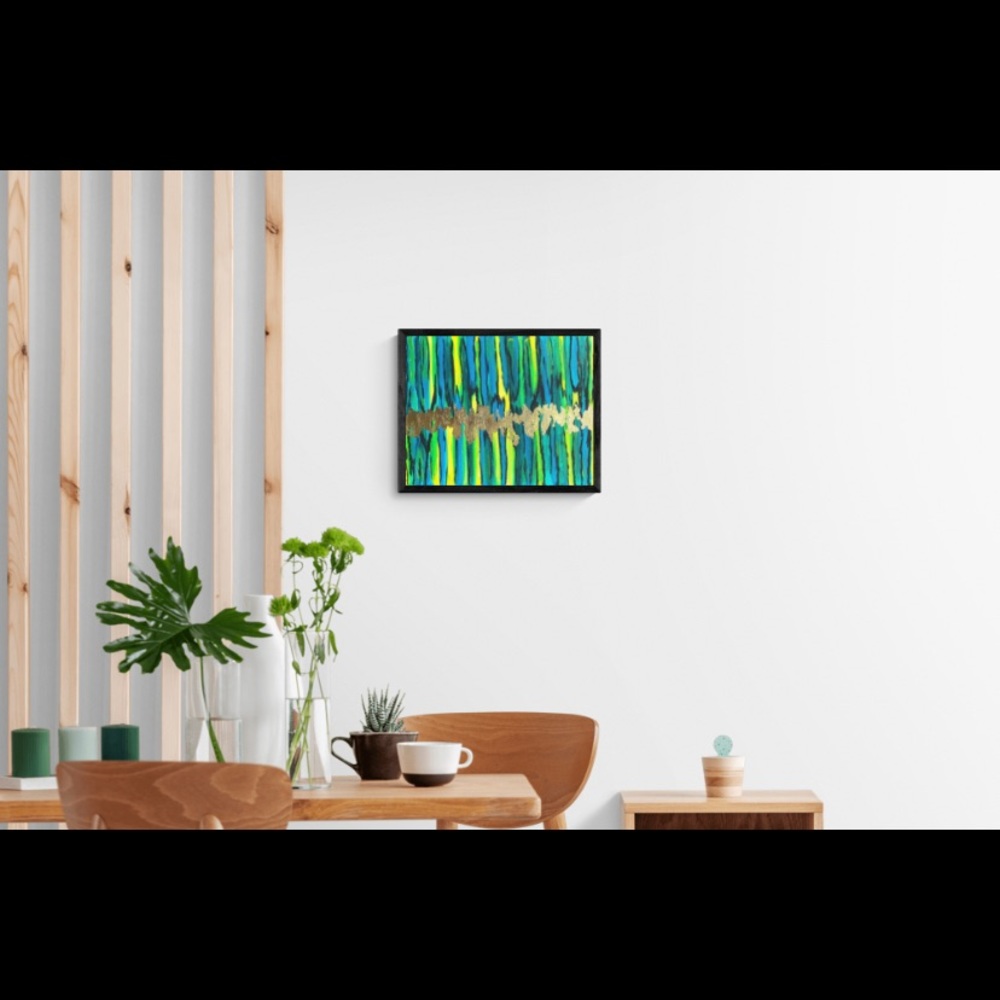 Abstract Greens, yellows, 24k gold Painting